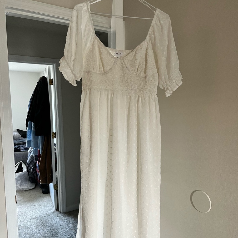 Le Lis White Puff Sleeve Dress